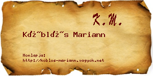 Köblös Mariann névjegykártya