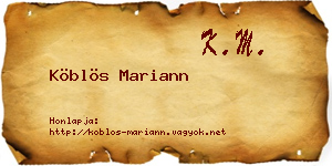 Köblös Mariann névjegykártya