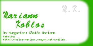 mariann koblos business card