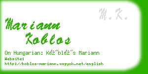 mariann koblos business card